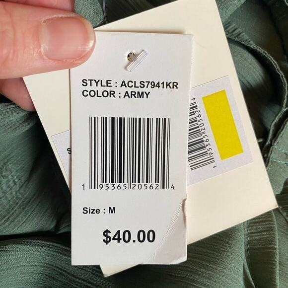 Cyn & Luca NWT Womens M Boho Beach Sheer Green Ruffle Swim Cover Up Dress Resort - Picture 7 of 11